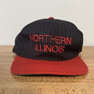 Vintage 1990's Northern Illinois University NIU Snapback Hat Cap Pinstripe
